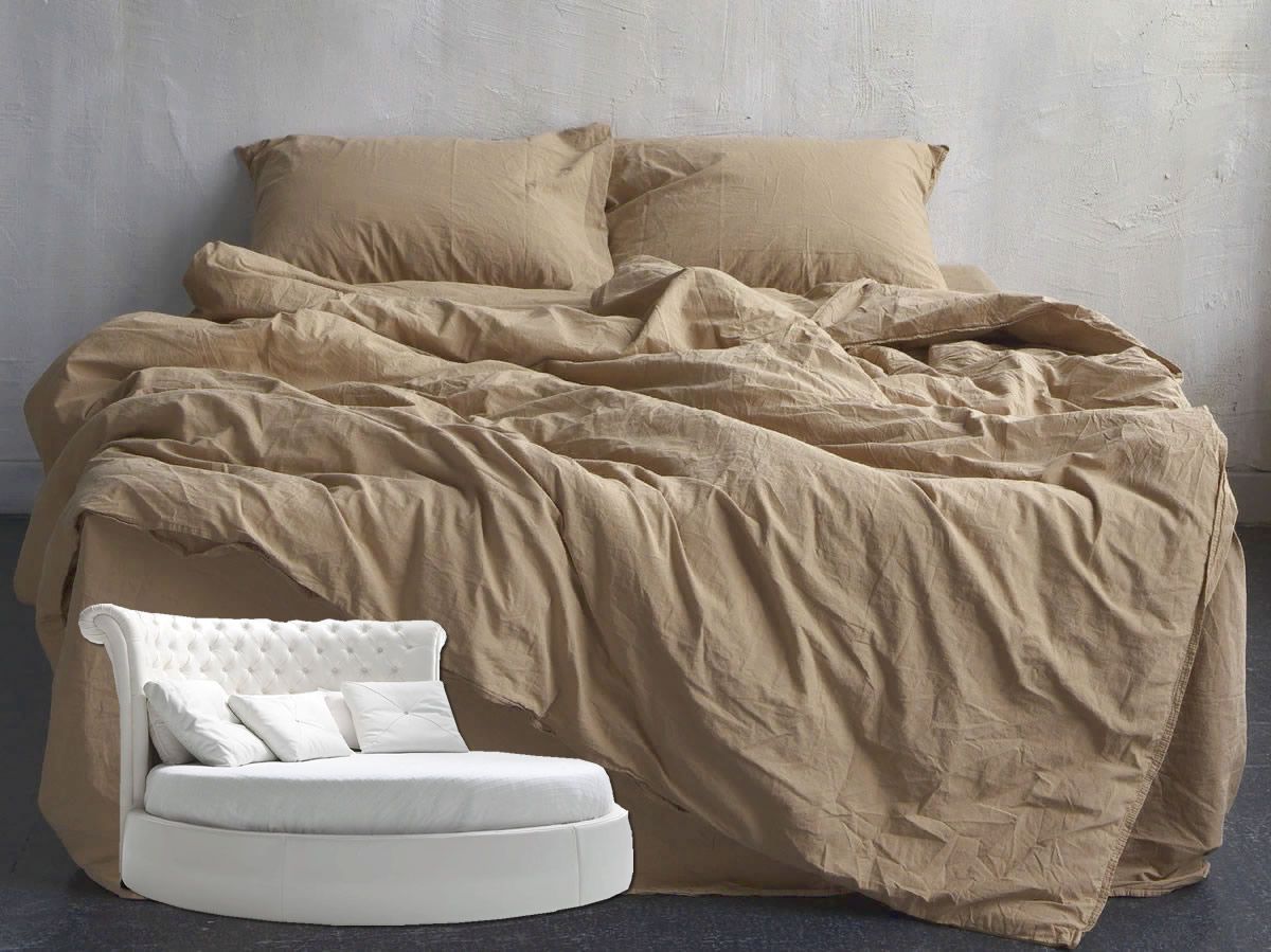 

Простыня Maktex круглая из варёного хлопка на резинке 200x200x20 334 Темно-бежевый, Простыни из варёного хлопка на резинке