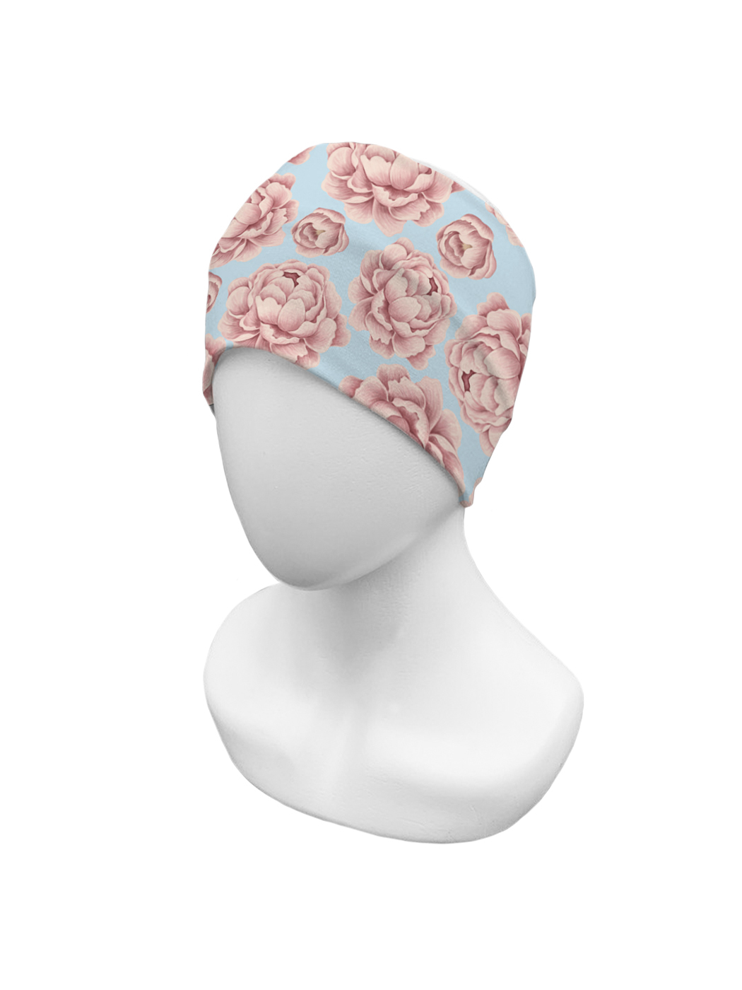 фото Повязка на голову sfer.tex женская розовые пионы голубой