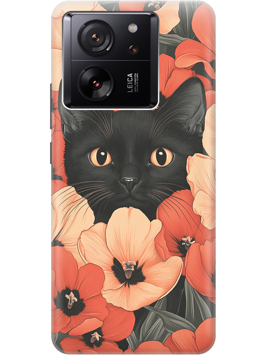 

Силиконовый чехол на Xiaomi 13T / 13T Pro с принтом "Котик в маках", Прозрачный;черный;красный, 776584812