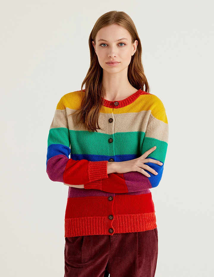 

Кардиган женский United Colors of Benetton 21A_103ME5582 разноцветный L, 21A_103ME5582