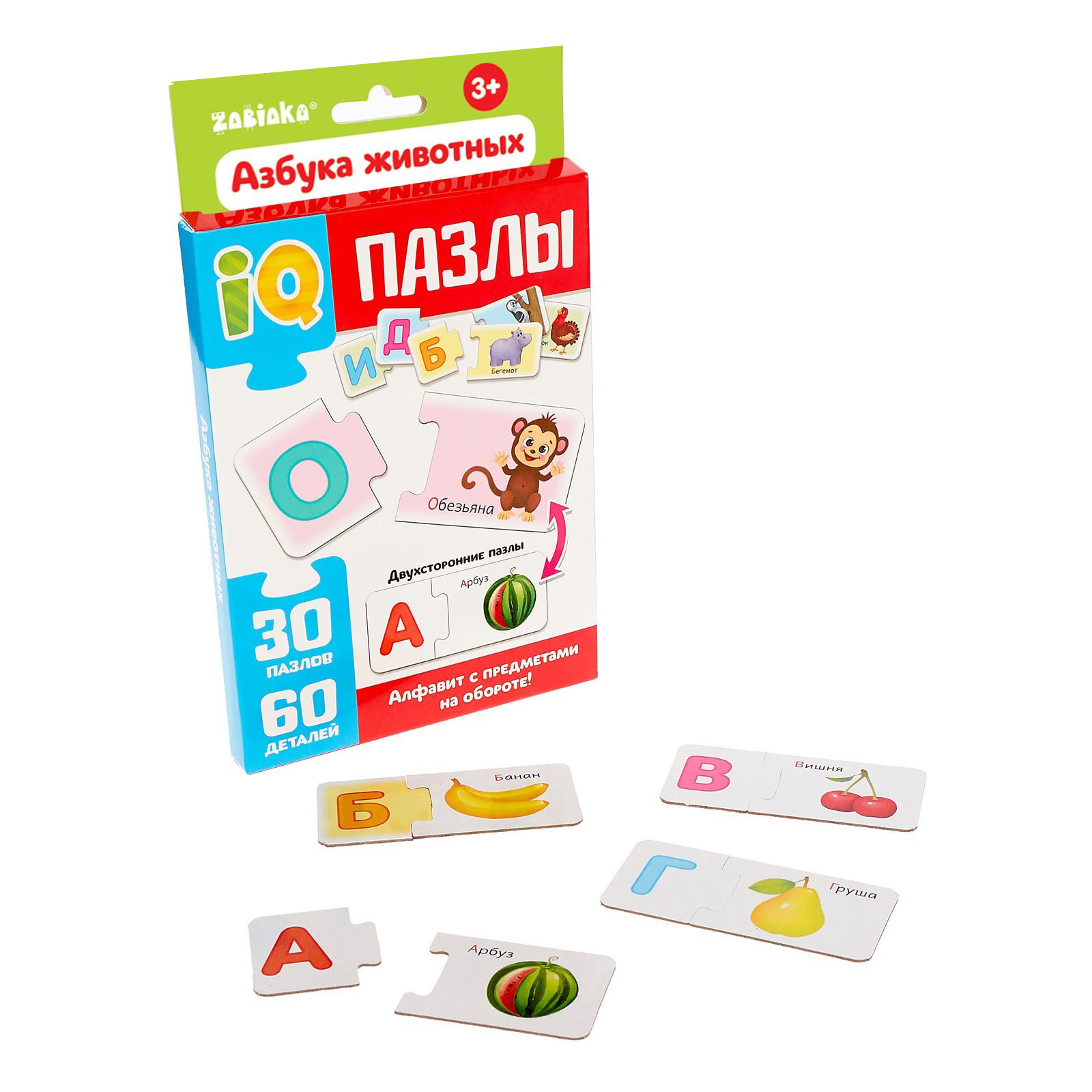 

Парные пазлы Puzzle Time IQ Азбука животных, 60 деталей 4503212