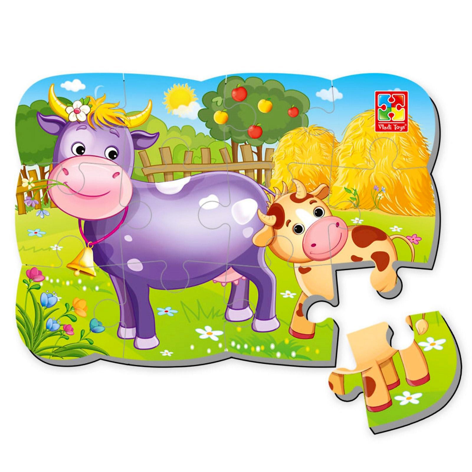 

Магнитный пазл Vladi Toys Коровка, 12 элементов 4708676