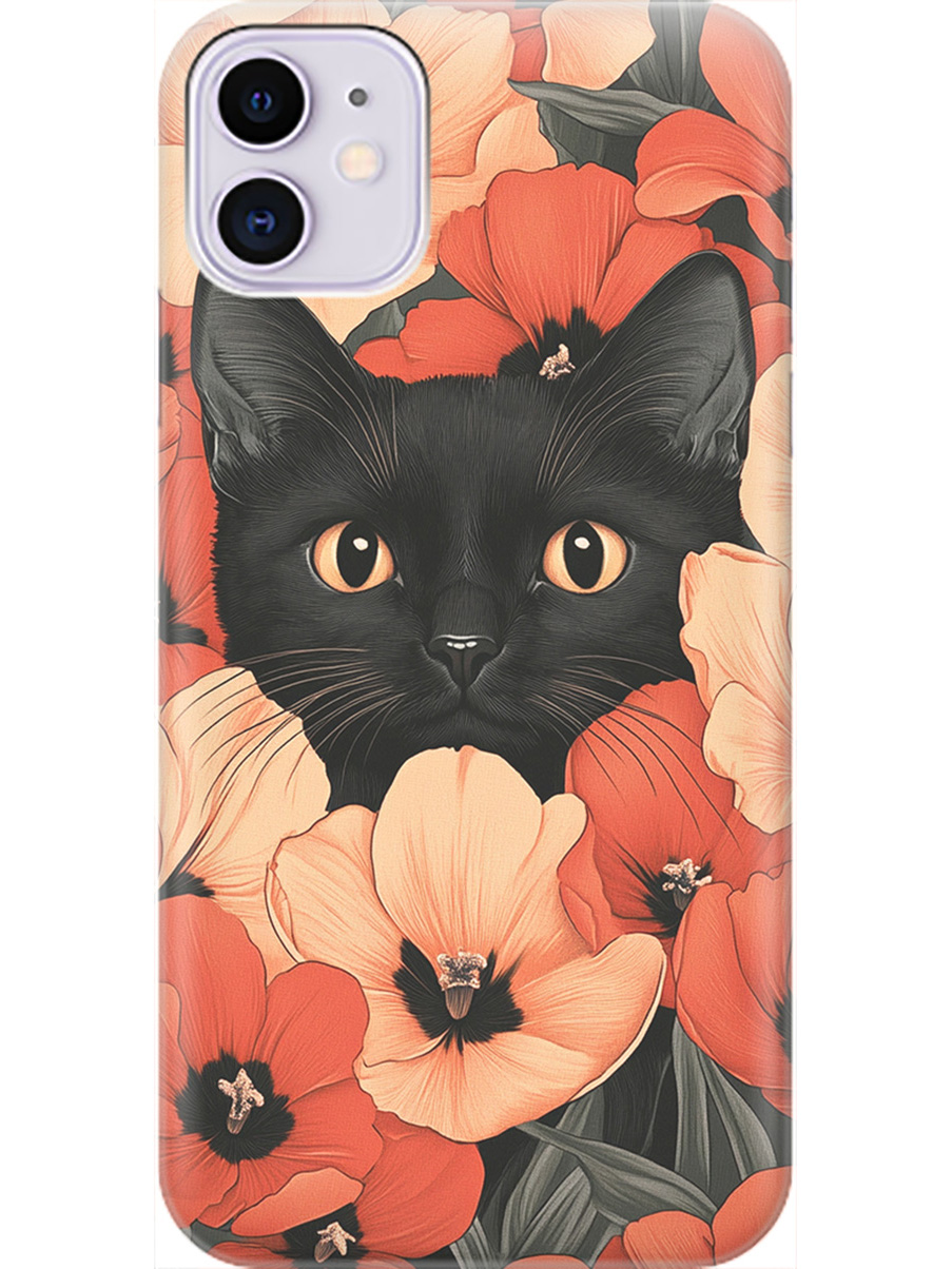 

Силиконовый чехол на Apple iPhone 11 с принтом "Котик в маках", Прозрачный;черный;красный, 721799512