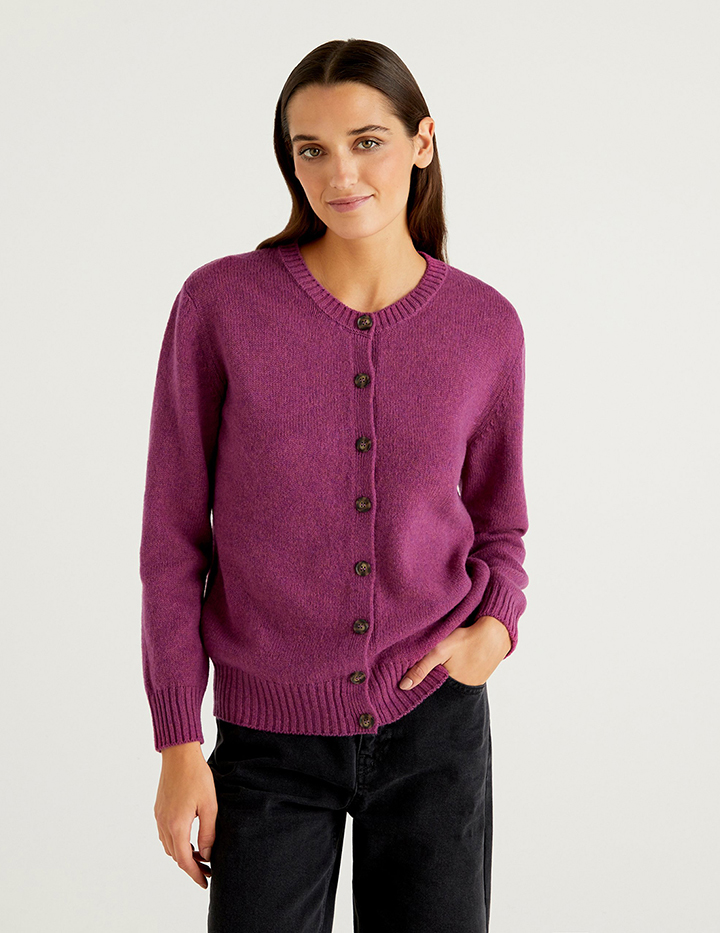 

Кардиган женский United Colors of Benetton 21A_103ME5582 фиолетовый L, 21A_103ME5582