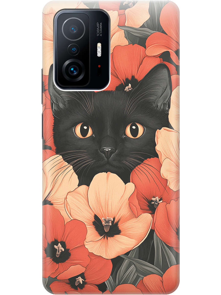 

Силиконовый чехол на Xiaomi 11T / 11T Pro с принтом "Котик в маках", Прозрачный;черный;красный, 732395212