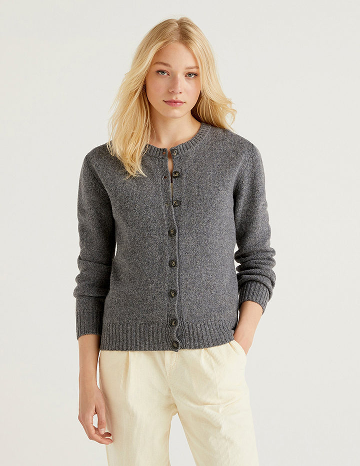 

Кардиган женский United Colors of Benetton 21A_103ME5582 серый S, 21A_103ME5582