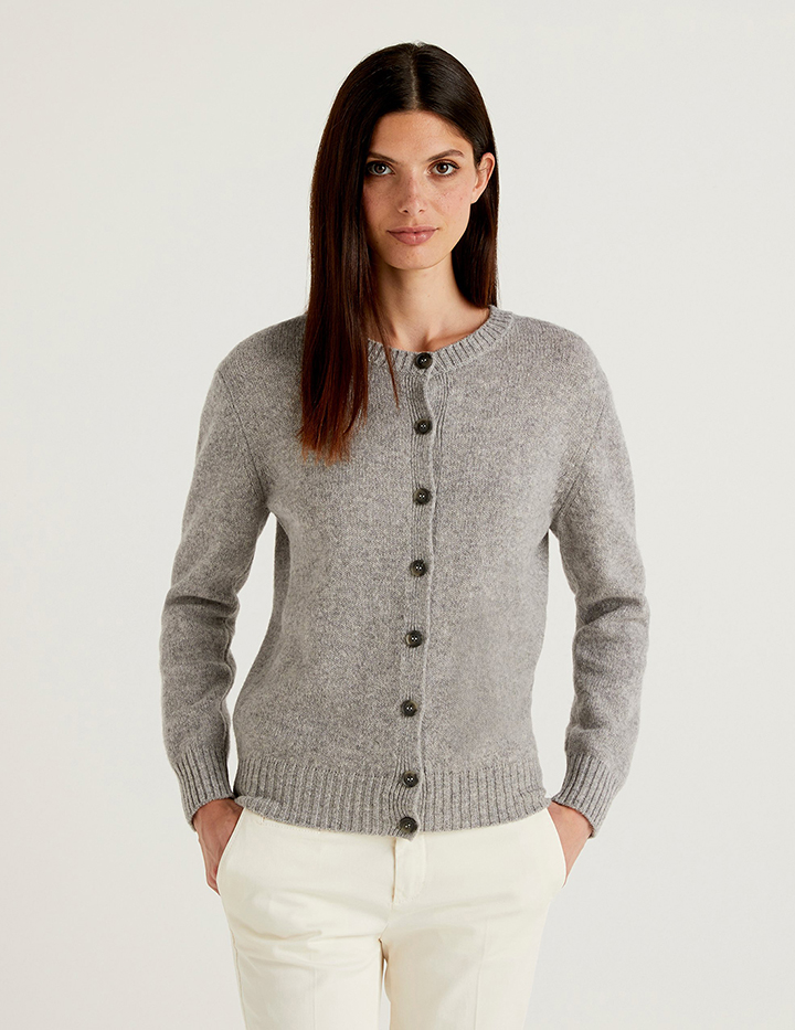 

Кардиган женский United Colors of Benetton 21A_103ME5582 серый XS, 21A_103ME5582