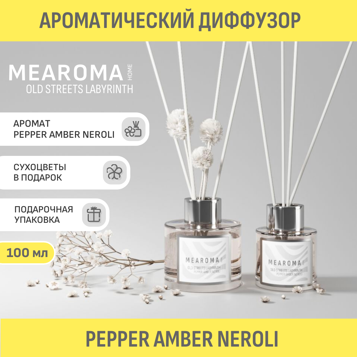 Ароматический диффузор MEAROMA HOME Black pepper and amber neroli Old streets labyrinth