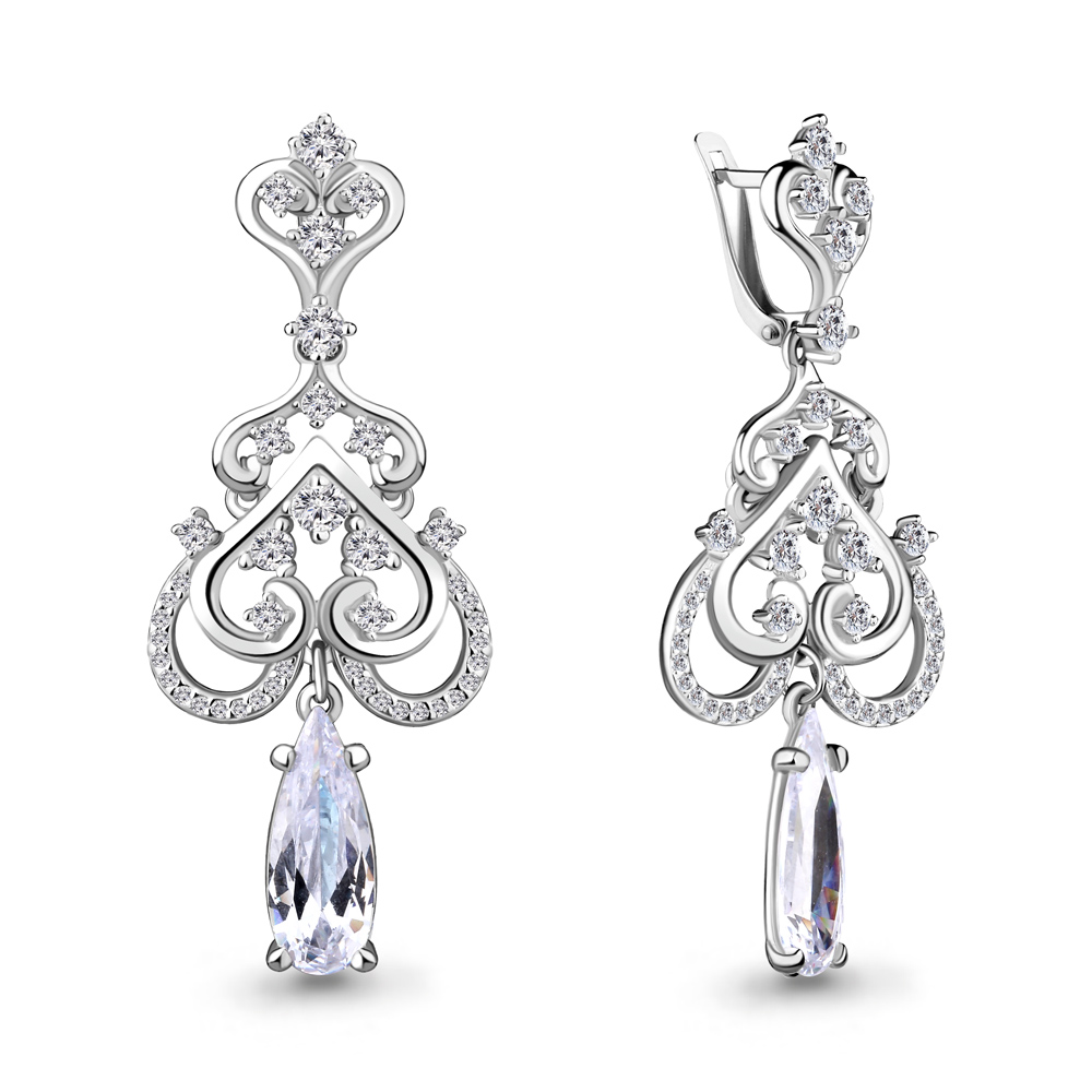 

Серьги шандельеры из серебра с фианитом Aquamarine 42963А_925_р, 42963А_925_р
