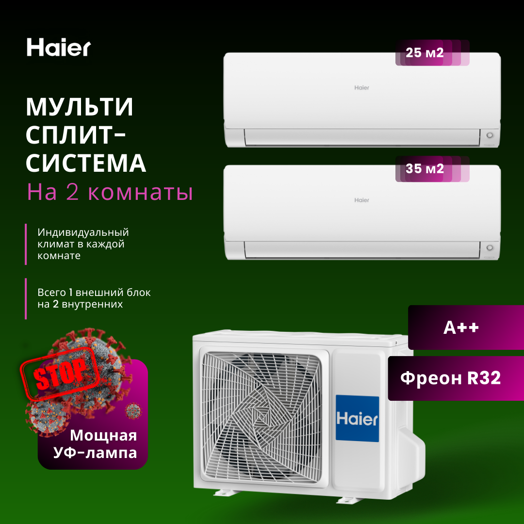 Сплит-система Haier AS25S2SF2FA-W + AS35S2SF2FA-W/2U40S2SM1FA