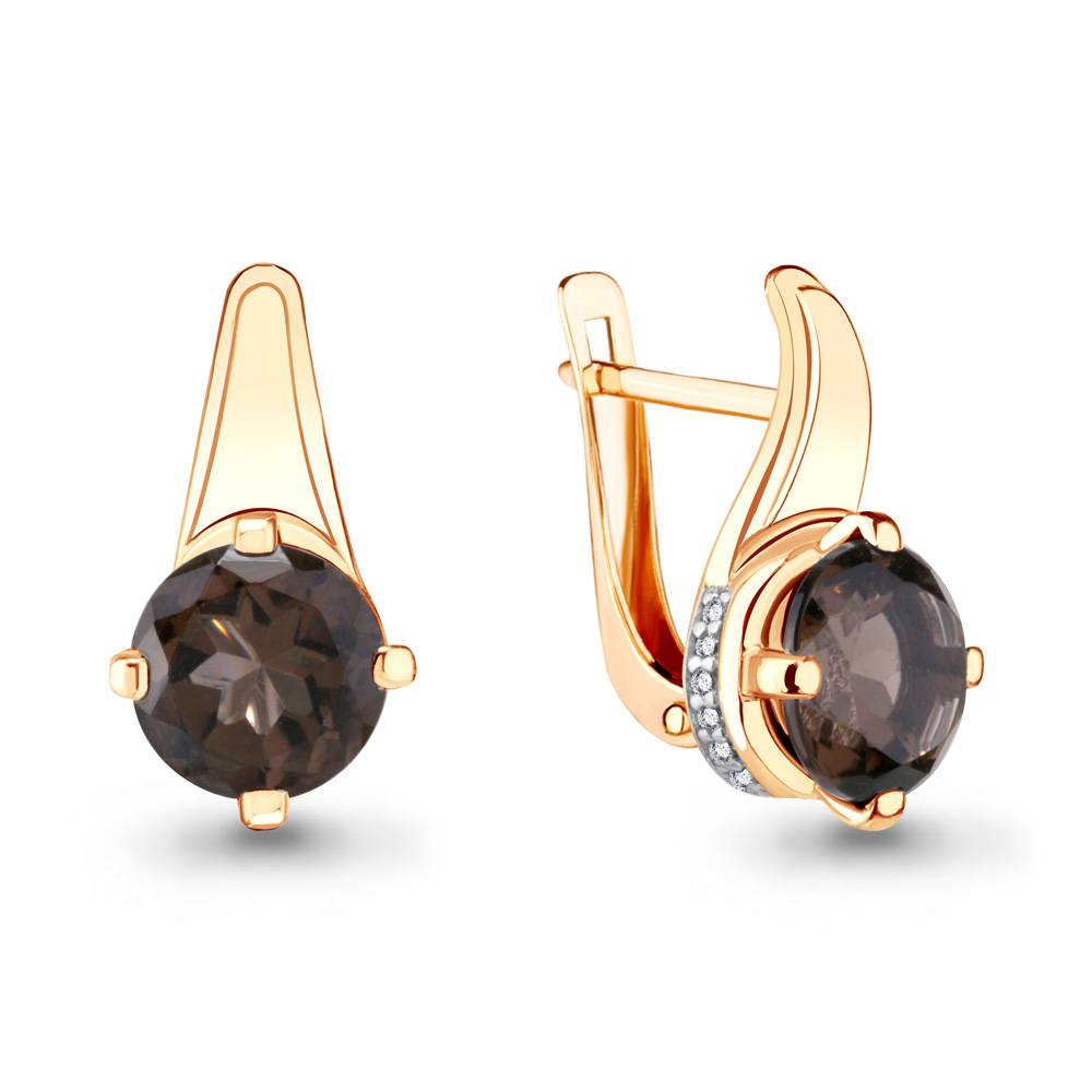 

Серьги из серебра с раухтопазом Aquamarine 4291201А_925_з, 4291201А_925_з