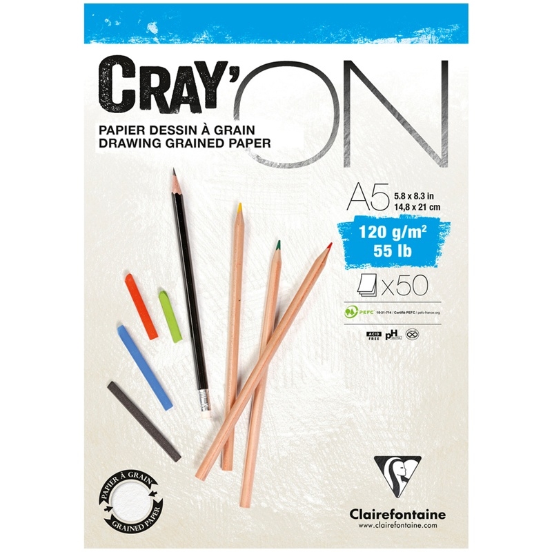 

Скетчбук Clairefontaine 50 листов, А5, на склейке, "Cray'On", 120 г/м2