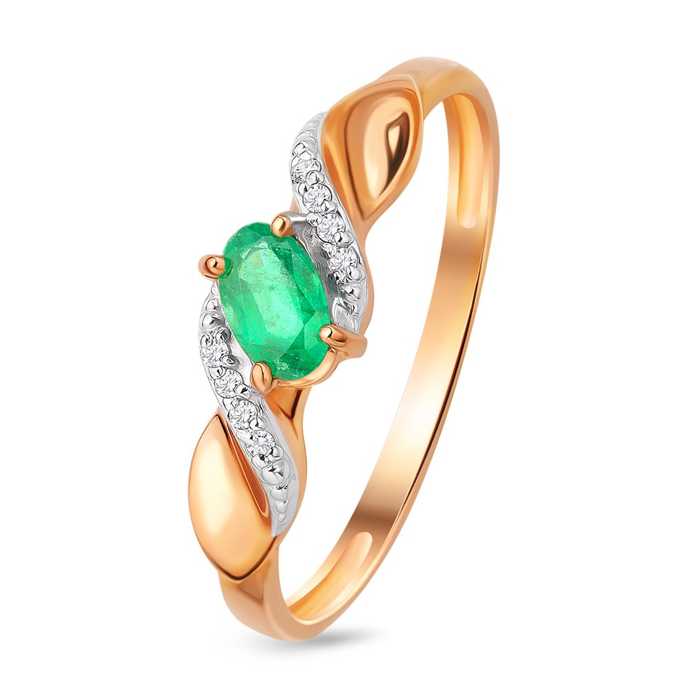 

Кольцо женское из красного золота с изумрудом, бриллиантом 585Gold 101008663, р, 101008663