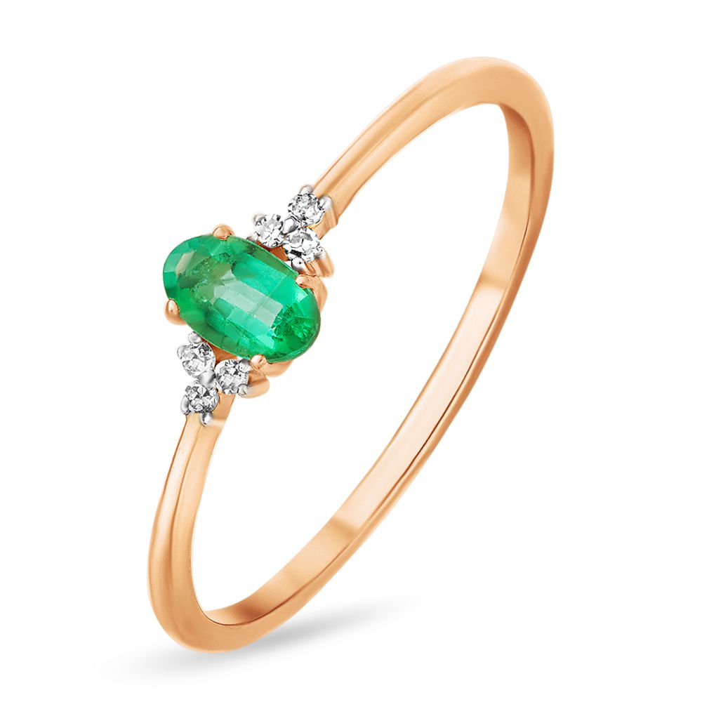 

Кольцо женское из красного золота с изумрудом, бриллиантом 585Gold 101001860, р, 101001860