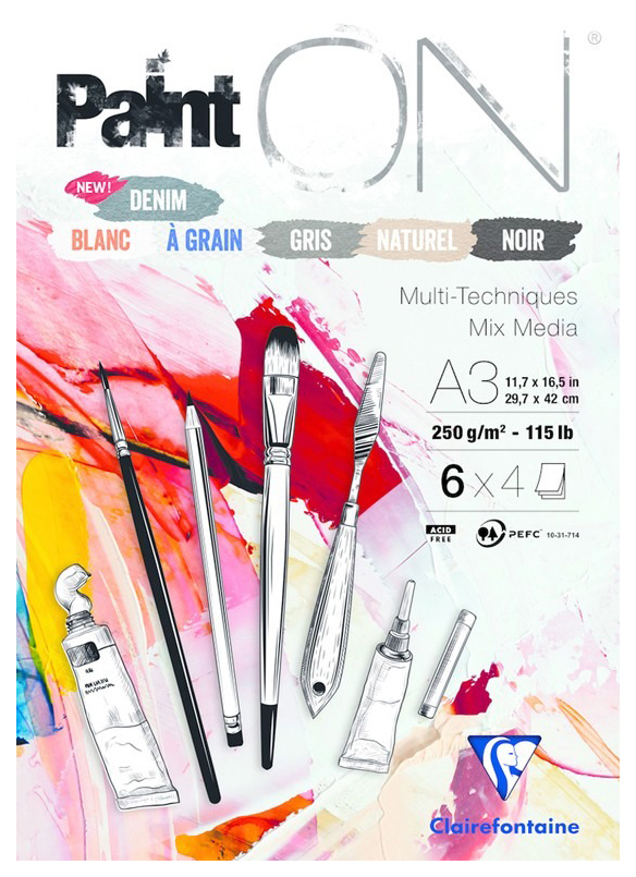 

Альбом для смешанных техник Clairefontaine Paint'ON 6 цветов А3 20 листов 250 г/м2