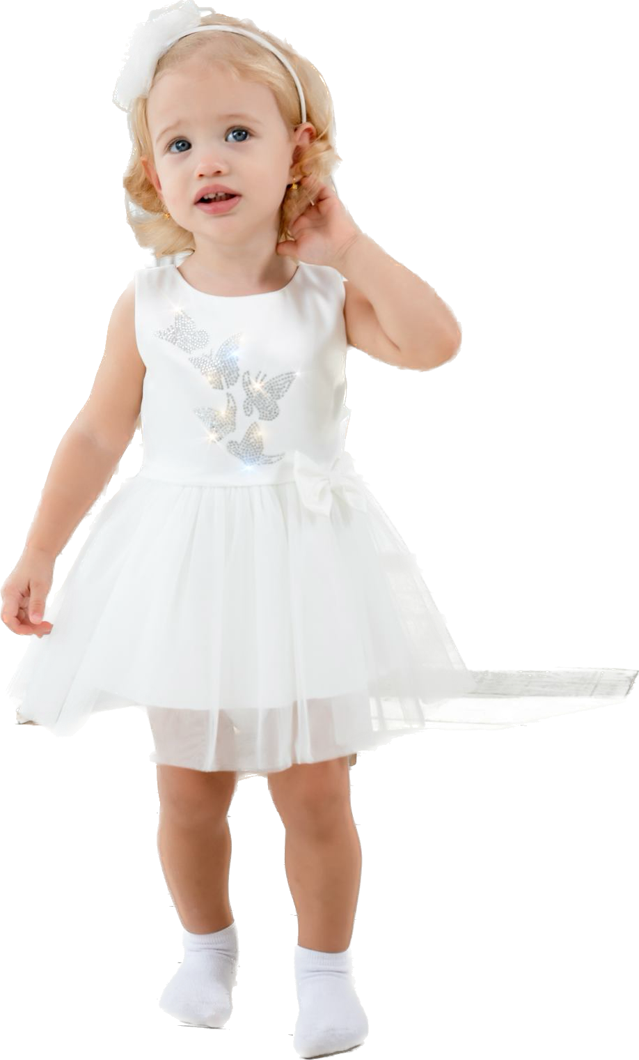 Платье детское Luxury Baby Бабочка, белый, 80