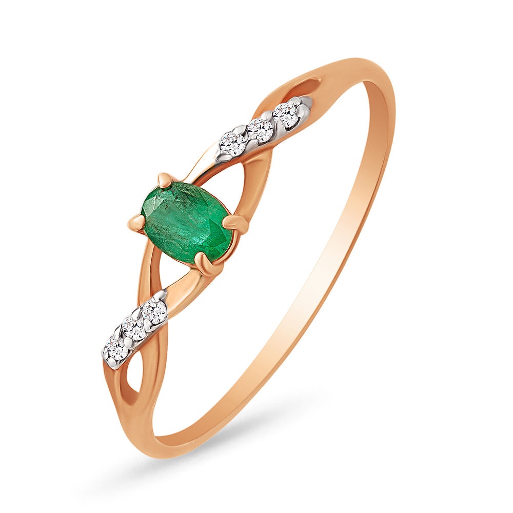 

Кольцо женское из красного золота с изумрудом, бриллиантом 585Gold 101001366, р, 101001366