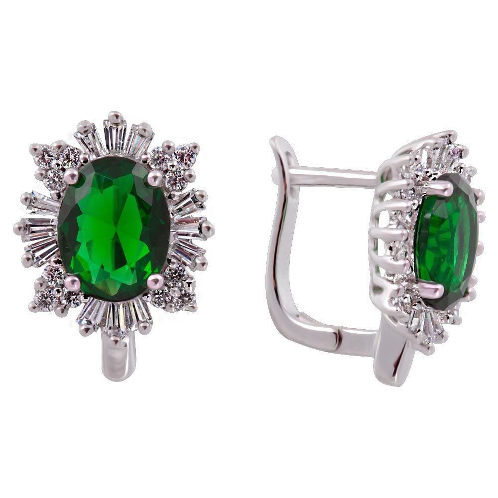 

Серьги из серебра с изумрудом, фианитом 585Gold 702000118, 702000118