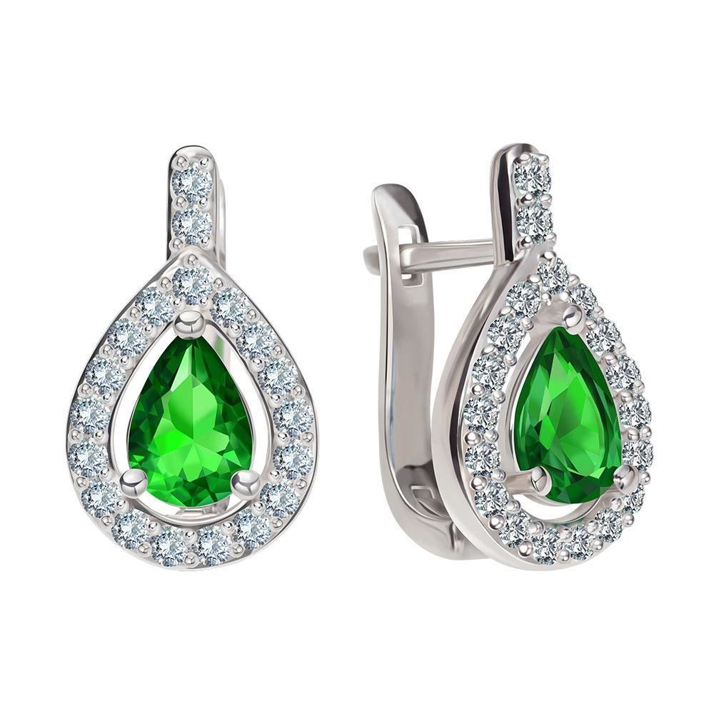 

Серьги из серебра с изумрудом, фианитом 585Gold 702000075, 702000075