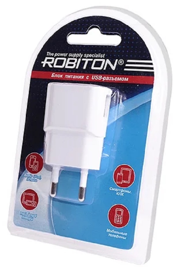 Адаптер ROBITON USB1000 1000mA с USB входом, белый