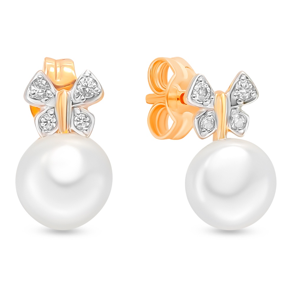 

Серьги из красного золота с жемчугом, фианитом 585Gold 202008024, 202008024
