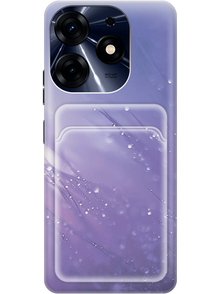 

Силиконовый чехол на Tecno Spark 10 Pro с рисунком "Капли на синей траве", Белый;синий, 20011966