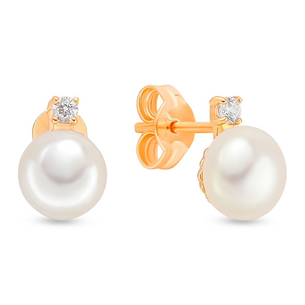 

Серьги из красного золота с жемчугом, фианитом 585Gold 202008030, 202008030