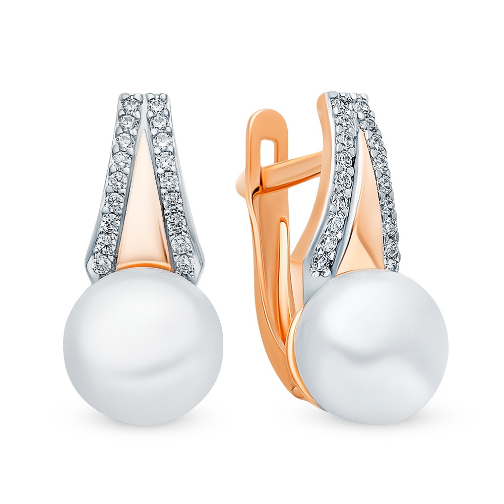 

Серьги из красного золота с жемчугом, фианитом 585Gold 202007882, 202007882