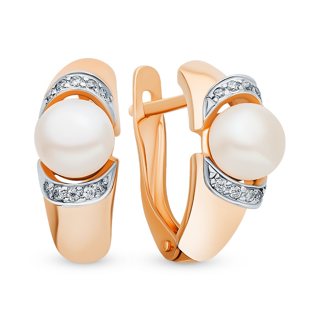 

Серьги из красного золота с жемчугом, фианитом 585Gold 202007868, 202007868