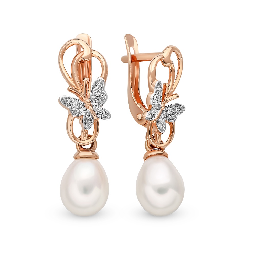

Серьги из красного золота с жемчугом, фианитом 585Gold 202007923, 202007923