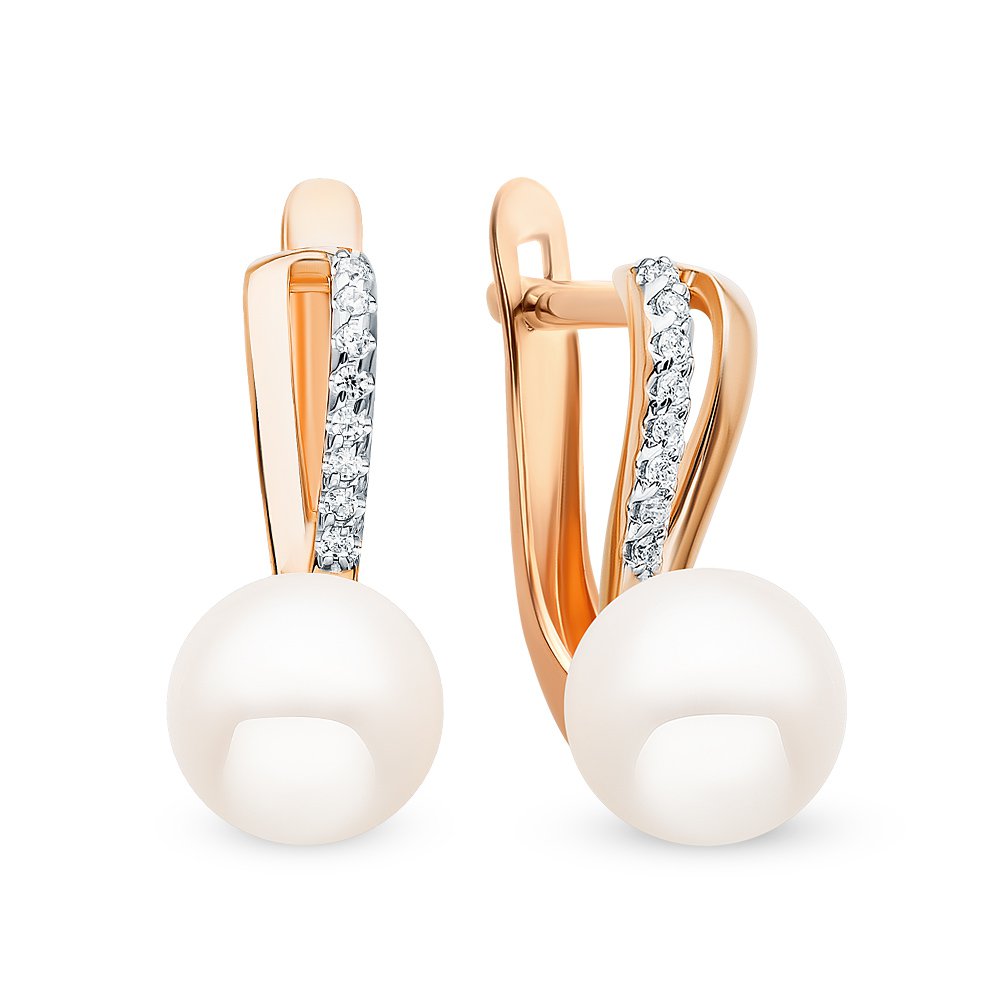 

Серьги из красного золота с жемчугом, фианитом 585Gold 202007874, 202007874