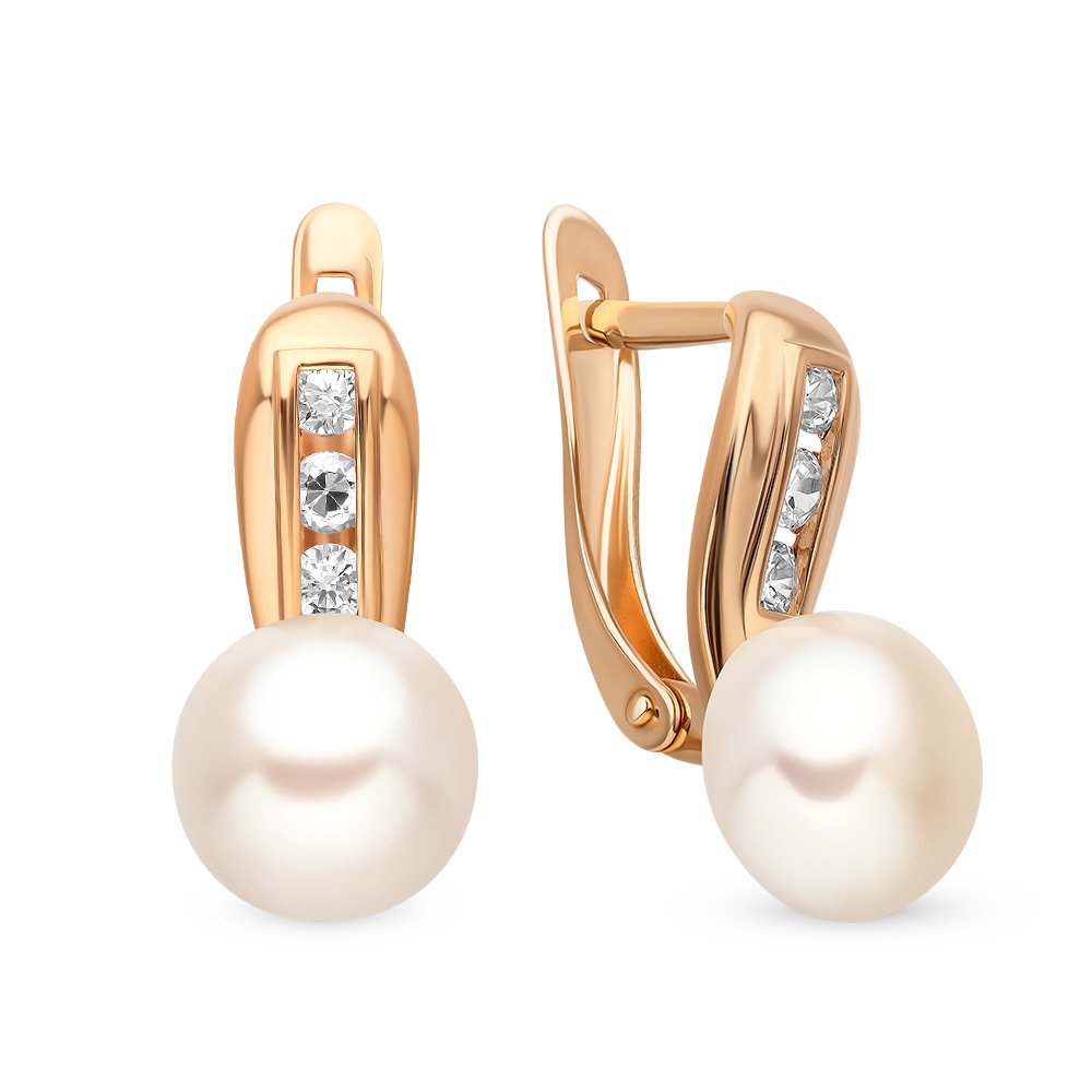 

Серьги из красного золота с жемчугом, фианитом 585Gold 102006882, 102006882