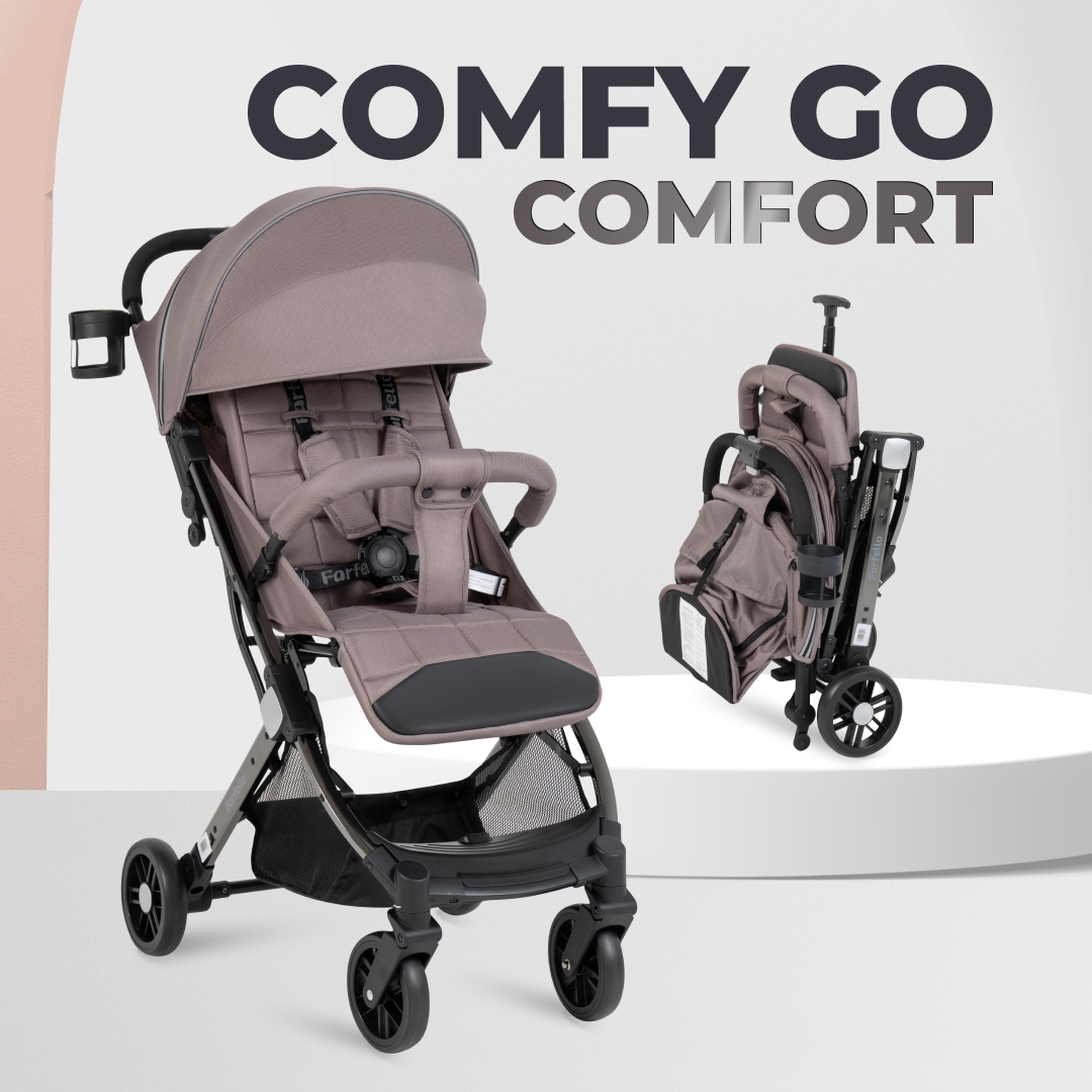 Kоляска детская прогулочная Farfello Comfy Go Comfort Chrome Greige Black Chrome CG-302 коляска прогулочная детская farfello comfy go бежевый серебро