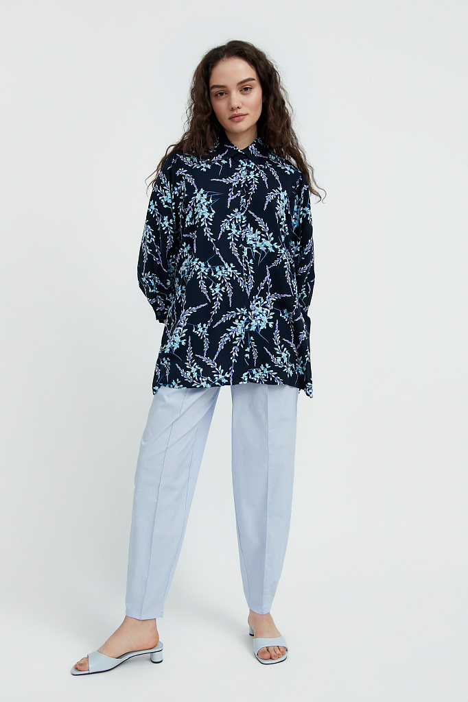 

Блуза женская Finn Flare S21-11068 синяя 3XL, S21-11068