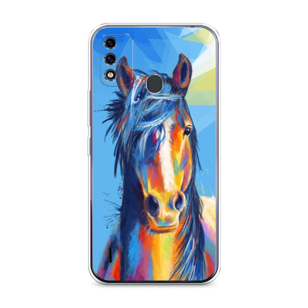 

Чехол на Itel A48 "Лошадь арт 3", Голубой;желтый;синий, 3200150-1