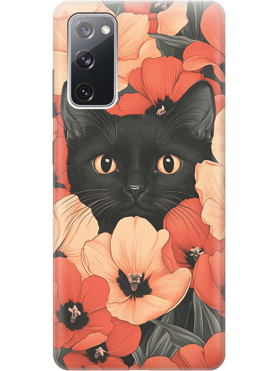 

Силиконовый чехол на Samsung Galaxy S20 FE с принтом "Котик в маках", Прозрачный;черный;красный, 723485412