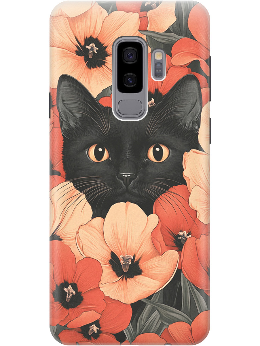 

Силиконовый чехол на Samsung Galaxy S9+ с принтом "Котик в маках", Прозрачный;черный;красный, 717439312