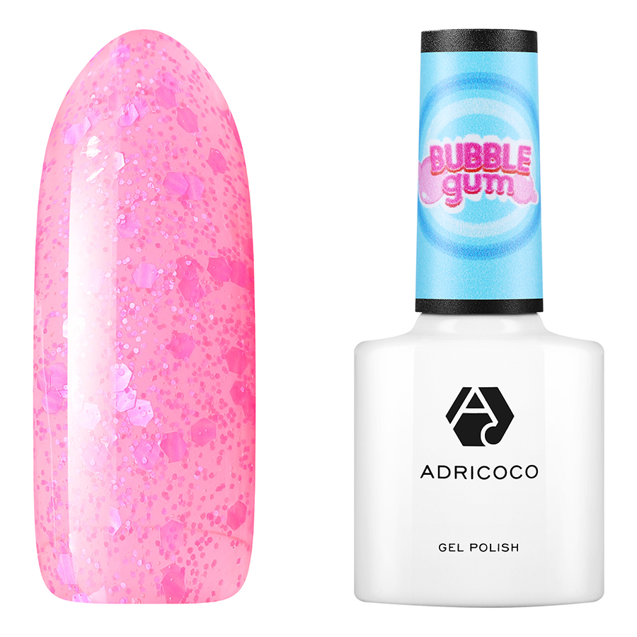 Гель-лак Adricoco Bubble gum с цветной неоновой слюдой №01 малиновый джем 8 мл подарочный набор женский фейерверк вкуса крем гель для душа аромат ягодный макарун соляной скраб для тела аромат малиновый сад