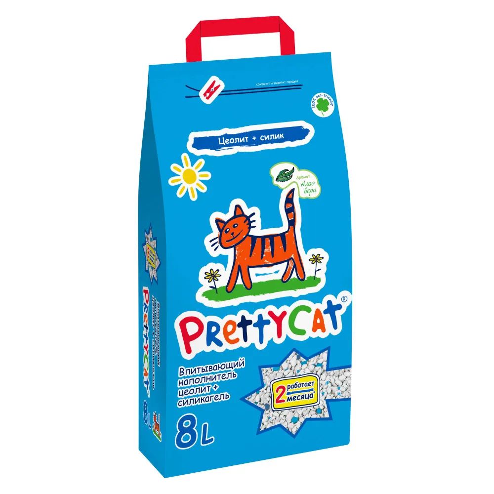 Впитывающий наполнитель PRETTYCAT Naturel цеолитовый, алоэ, 4 кг