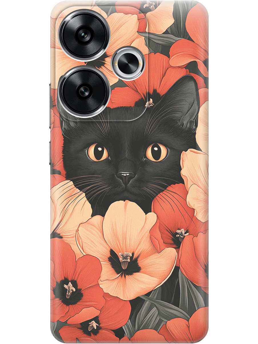 

Силиконовый чехол на Xiaomi Redmi Turbo 3 / Poco F6 с принтом "Котик в маках", Прозрачный;черный;красный, 783980812