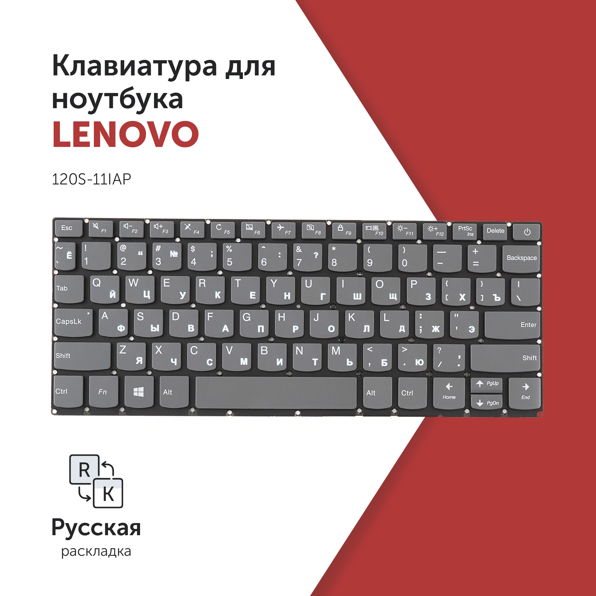 

Клавиатура для ноутбука Lenovo IdeaPad 120S-11IAP серая без рамки, SN20N25302