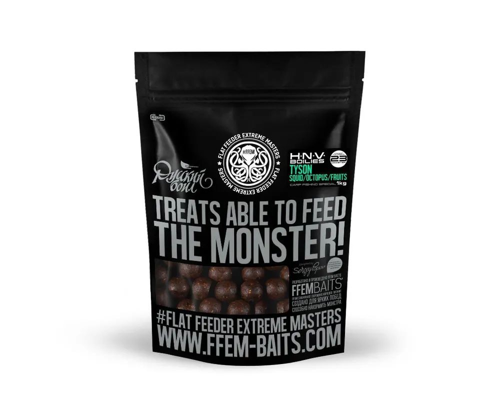 

Бойлы варёные прикормочные FFEM Baits 23 мм Tyson 1кг, Коричневый