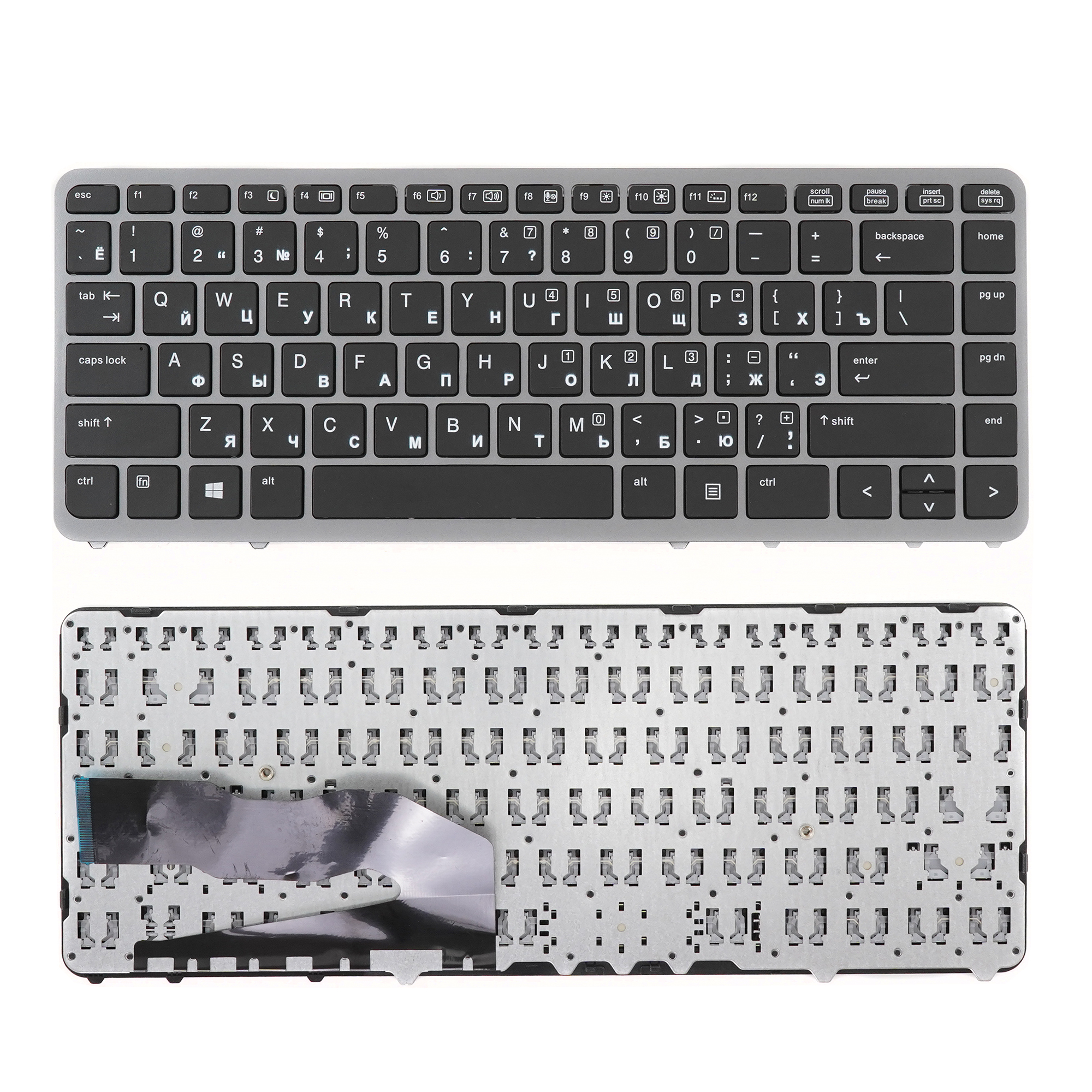 

Клавиатура для ноутбука HP EliteBook 750, 850 G1 черная с серой рамкой, без стика, V142026AS1