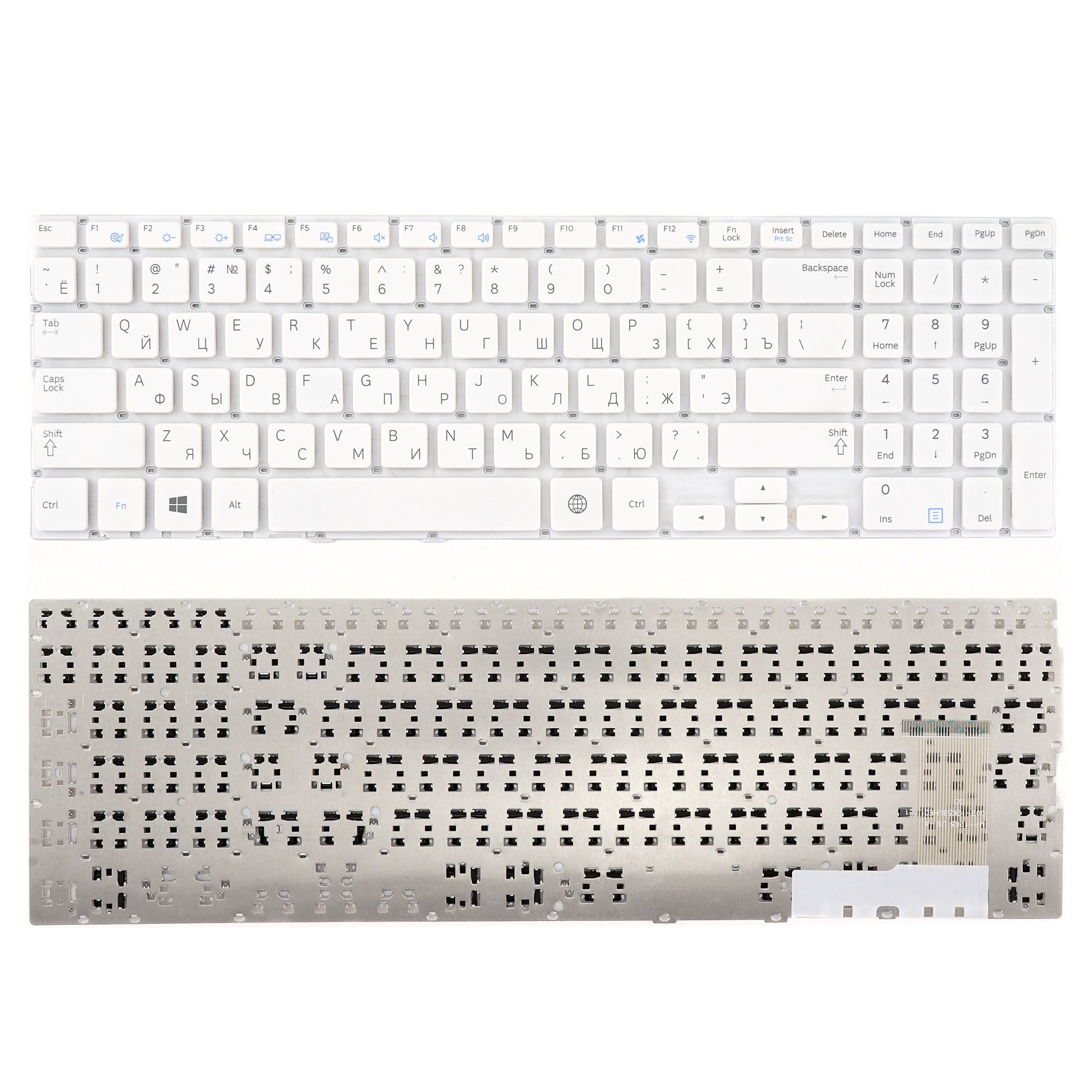 

Клавиатура для ноутбука Samsung NP370R5E, NP450R5E белая без рамки, BA75-04478C