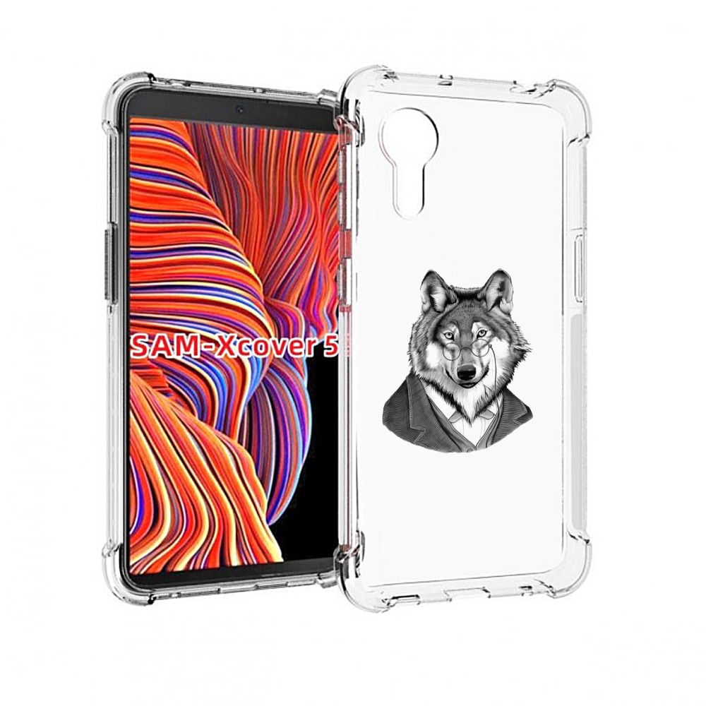 Чехол MyPads волк в пиджаке для Samsung Galaxy Xcover 5