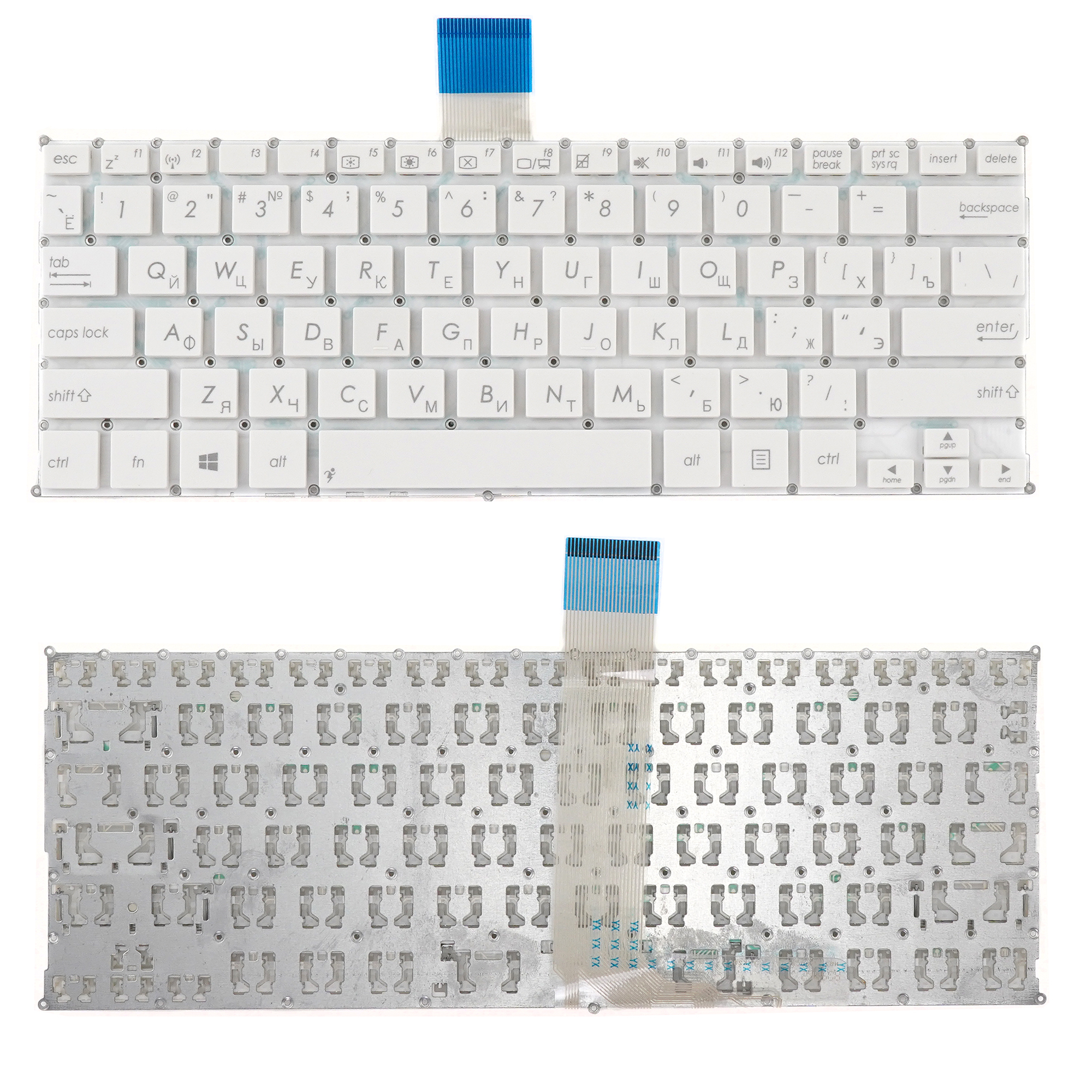 Клавиатура для ноутбука Asus F200CA, F200LA, F200MA белая без рамки