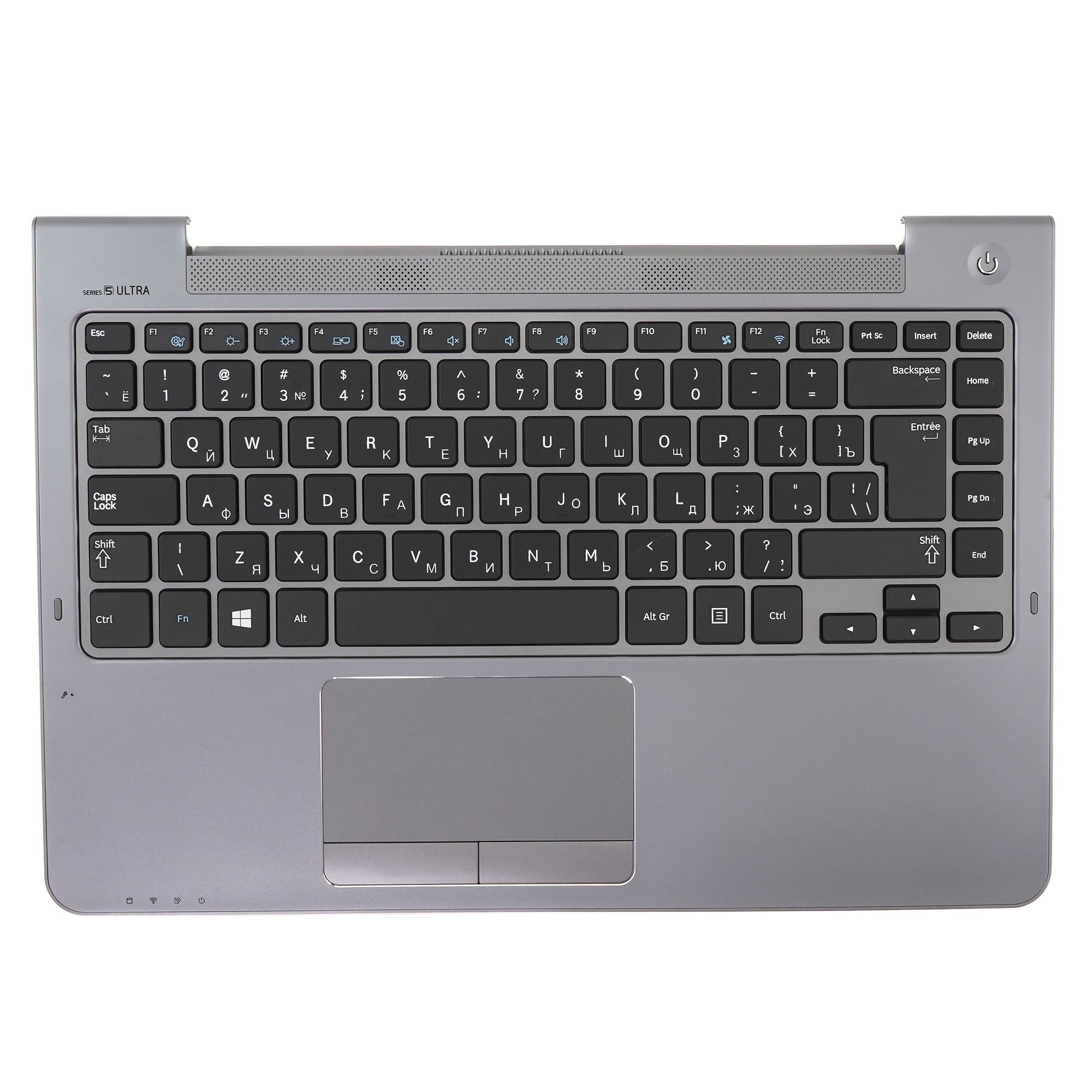 

Клавиатура для ноутбука Samsung NP530U4C черная с серым топкейсом, BA75-04159C