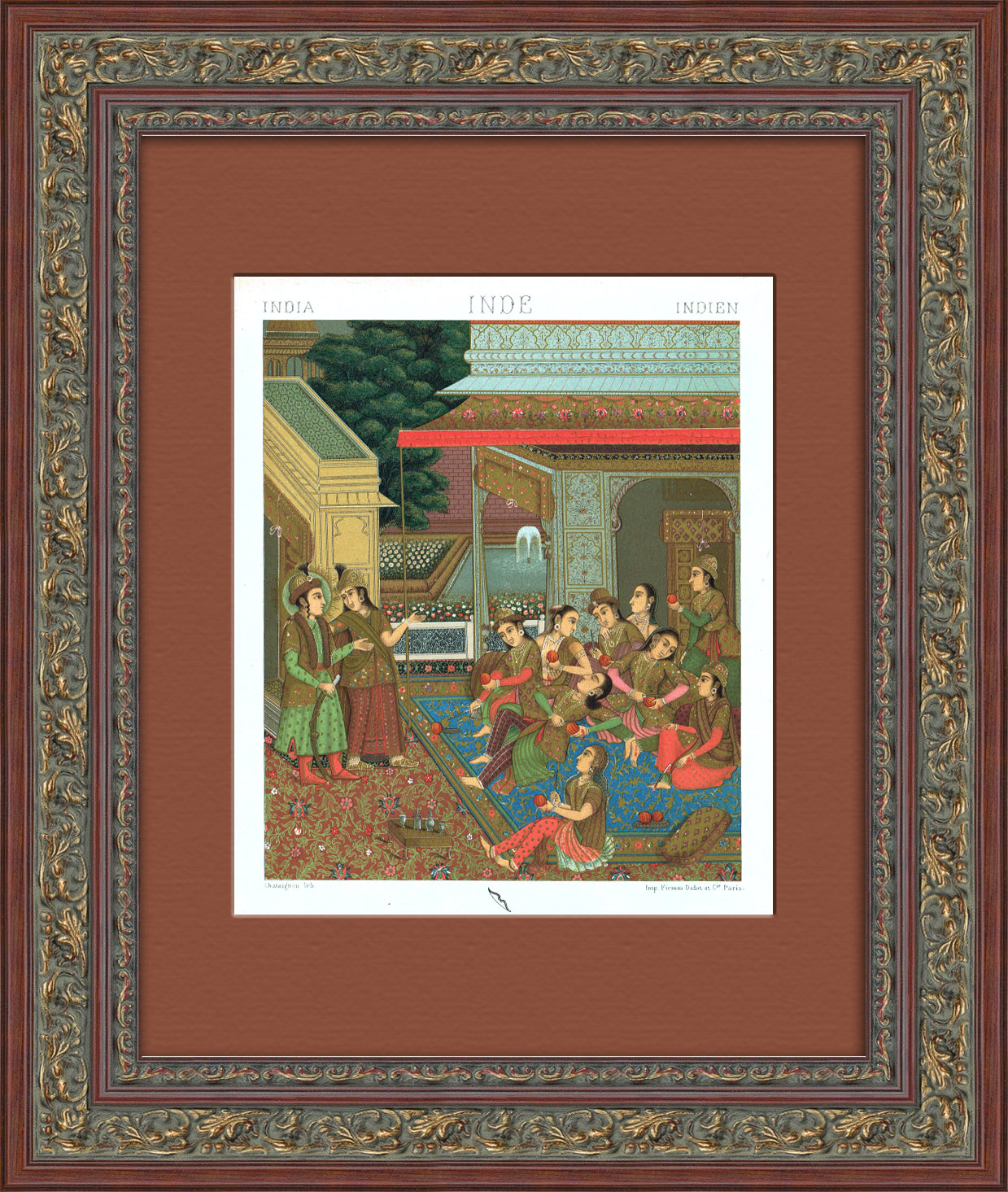 

Сценка из индийской жизни, антикварная литография, Предмет,17570