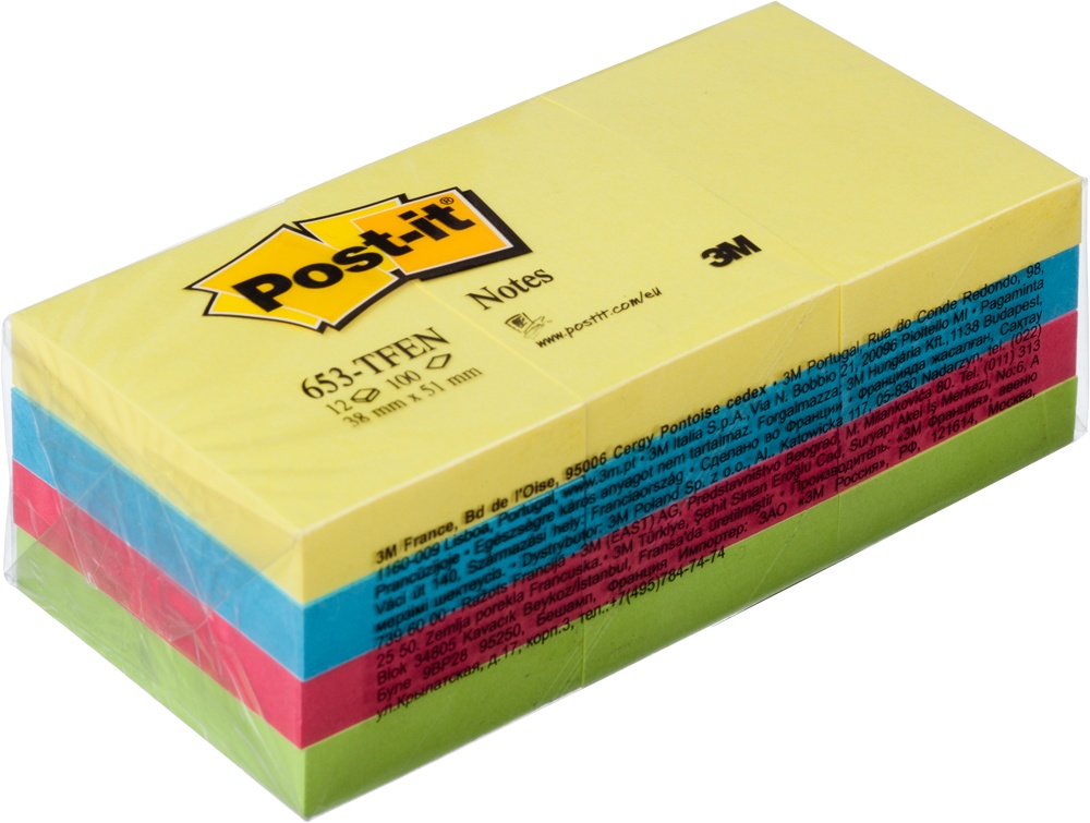 

Бумага для заметок Post-it неоновая радуга 38x51 мм 12 блоков