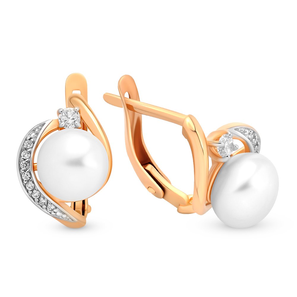 

Серьги из красного золота с жемчугом, фианитом 585Gold 202006355, 202006355